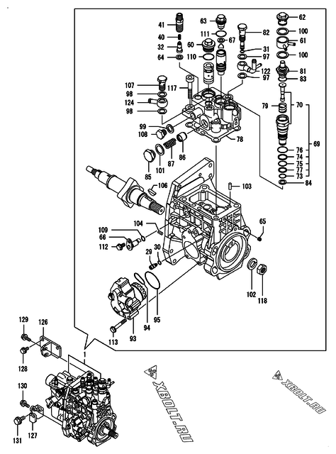  Топливный насос высокого давления (ТНВД) двигателя Yanmar 4TNV98T-SBK