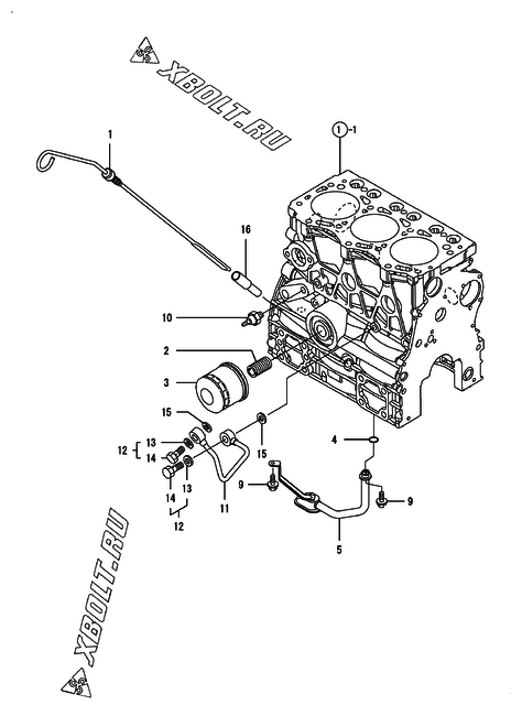  Система смазки двигателя Yanmar 3TNV76-DU1