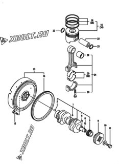  Двигатель Yanmar 3TNV82A-MU1, узел -  Коленвал и поршень 
