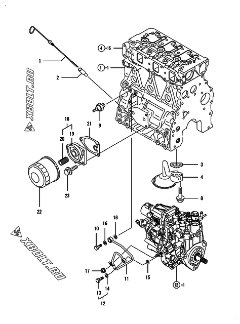  Система смазки двигателя Yanmar 3TNV82A-MU1