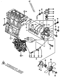  Двигатель Yanmar 3TNV82A-MU1, узел -  Система водяного охлаждения 