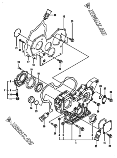  Двигатель Yanmar 3TNV82A-DMW, узел -  Корпус редуктора 