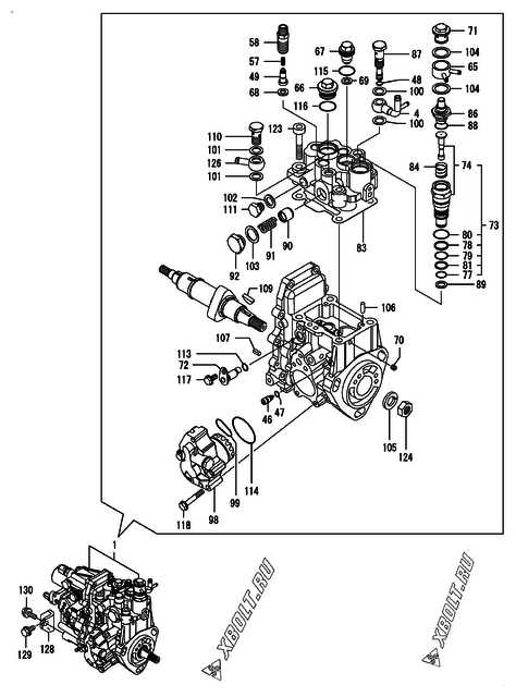 Топливный насос высокого давления (ТНВД) двигателя Yanmar 3TNV82A-DMW