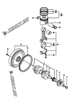  Двигатель Yanmar 3TNV88-KMW, узел -  Коленвал и поршень 