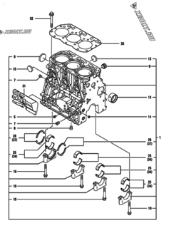  Двигатель Yanmar 3TNV84T-KMW, узел -  Блок цилиндров 