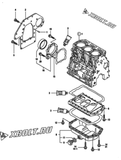  Двигатель Yanmar 3TNV84T-KMW, узел -  Крепежный фланец и масляный картер 