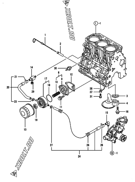  Система смазки двигателя Yanmar 3TNV84T-KMW