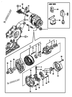  Двигатель Yanmar 3TNV84T-KMW, узел -  Генератор 