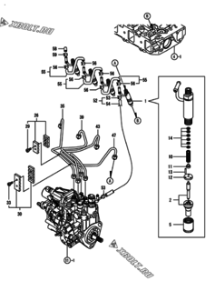  Двигатель Yanmar 4TNV88-DMW, узел -  Форсунка 