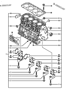  Двигатель Yanmar 4TNV84T-DMW, узел -  Блок цилиндров 
