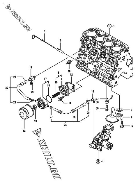  Система смазки двигателя Yanmar 4TNV84T-DMW