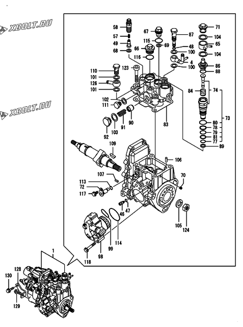  Топливный насос высокого давления (ТНВД) двигателя Yanmar 4TNV84T-DMW