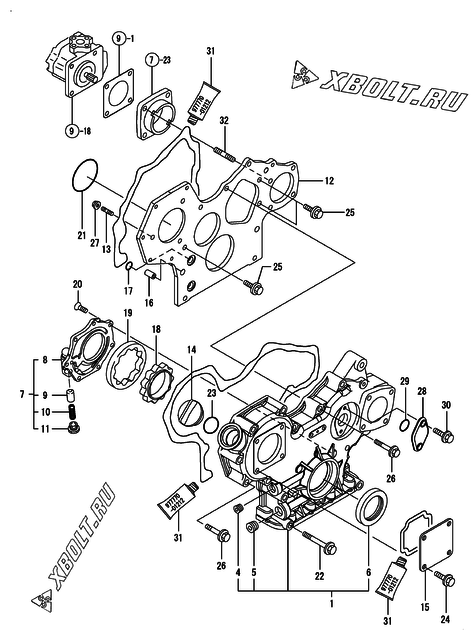  Корпус редуктора двигателя Yanmar 3TNV88-NU1