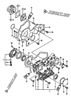  Двигатель Yanmar 3TNV88-NU1, узел -  Корпус редуктора 
