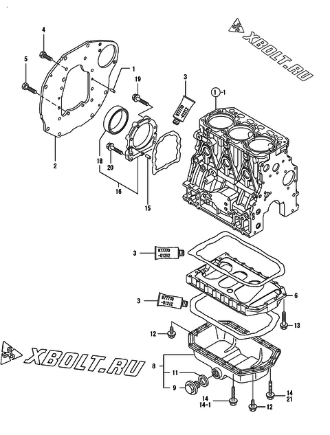  Крепежный фланец и масляный картер двигателя Yanmar 3TNV88-NU1