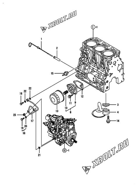  Система смазки двигателя Yanmar 3TNV88-NU1