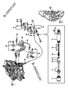  Двигатель Yanmar 3TNV88-NU1, узел -  Форсунка 