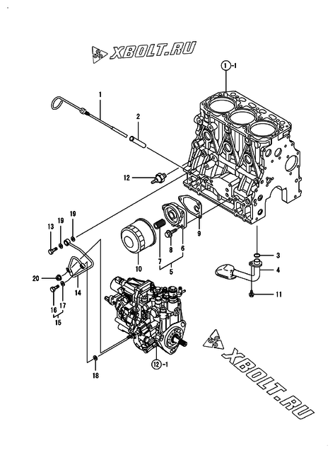  Система смазки двигателя Yanmar 3TNV88-MU2