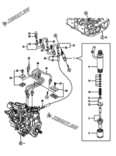  Двигатель Yanmar 3TNV88-MU2, узел -  Форсунка 