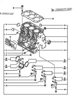  Двигатель Yanmar 3TNV84T-LU2, узел -  Блок цилиндров 