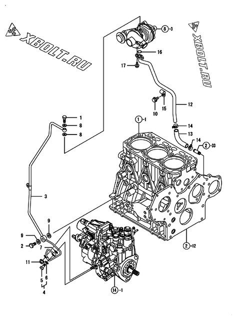 Система смазки двигателя Yanmar 3TNV84T-LU2