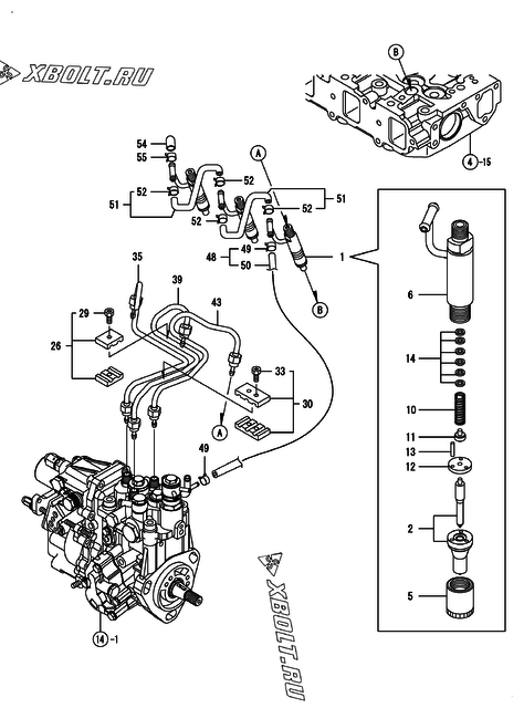  Форсунка двигателя Yanmar 3TNV84T-LU2