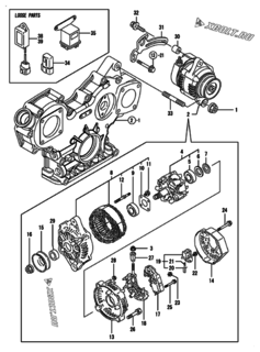  Двигатель Yanmar 3TNV84T-LU2, узел -  Генератор 