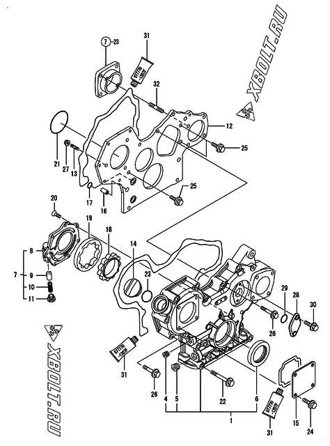  Корпус редуктора двигателя Yanmar 4TNV88-LU2
