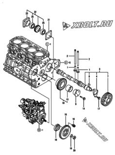  Двигатель Yanmar 4TNV88-LU2, узел -  Распредвал и приводная шестерня 