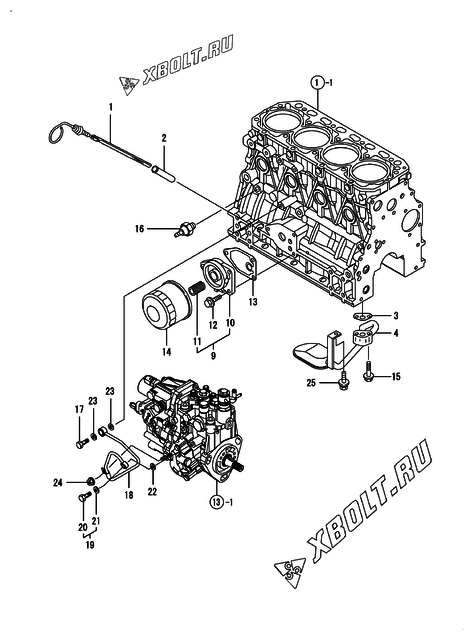  Система смазки двигателя Yanmar 4TNV88-LU2