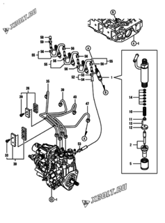  Двигатель Yanmar 4TNV88-LU2, узел -  Форсунка 