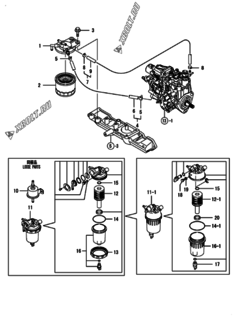  Двигатель Yanmar 4TNV88-LU2, узел -  Топливопровод 