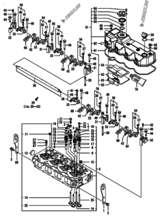  Двигатель Yanmar 4TNV98-NU2, узел -  Головка блока цилиндров (ГБЦ) 