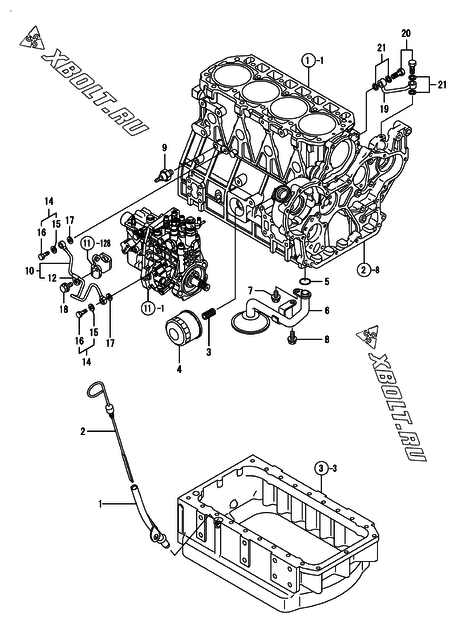  Система смазки двигателя Yanmar 4TNV98-NU2