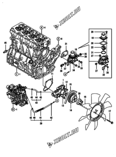  Двигатель Yanmar 4TNV98-NU2, узел -  Система водяного охлаждения 