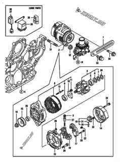  Двигатель Yanmar 4TNV98-NU2, узел -  Генератор 