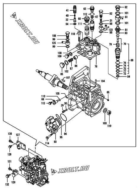  Топливный насос высокого давления (ТНВД) двигателя Yanmar 4TNV98T-NU2