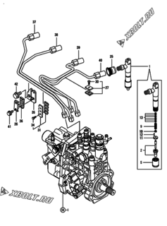  Двигатель Yanmar 4TNV98T-NU2, узел -  Форсунка 