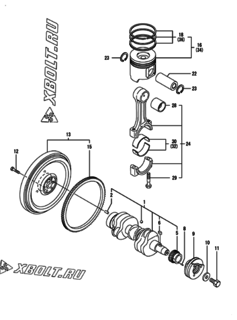  Двигатель Yanmar 3TNV84-NBK, узел -  Коленвал и поршень 