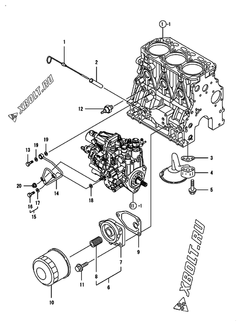  Система смазки двигателя Yanmar 3TNV84-NBK
