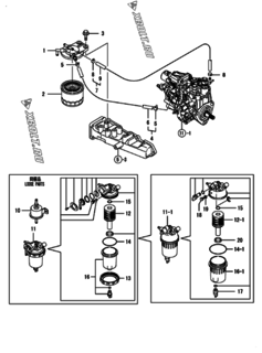  Двигатель Yanmar 3TNV84-NBK, узел -  Топливопровод 