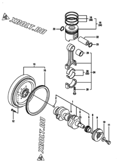  Двигатель Yanmar 3TNV84-GGE, узел -  Коленвал и поршень 