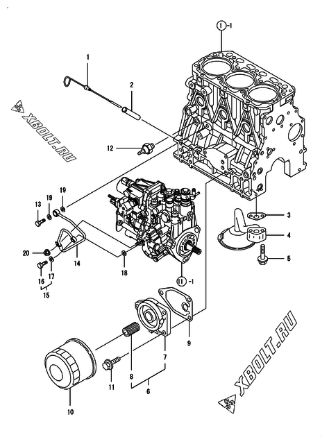  Система смазки двигателя Yanmar 3TNV84-GGE