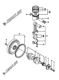  Двигатель Yanmar 3TNV84-DMW, узел -  Коленвал и поршень 