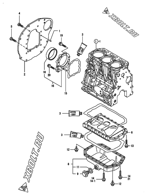  Крепежный фланец и масляный картер двигателя Yanmar 3TNV84-NU1
