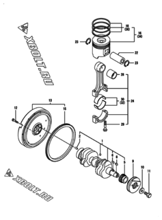  Двигатель Yanmar 3TNV84-NU1, узел -  Коленвал и поршень 