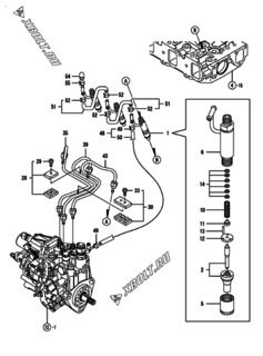  Двигатель Yanmar 3TNV84-NU1, узел -  Форсунка 