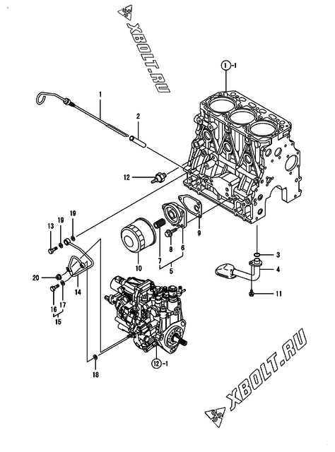  Система смазки двигателя Yanmar 3TNV84-MU2