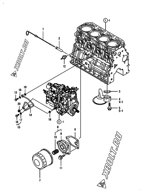  Система смазки двигателя Yanmar 4TNV84-GGE
