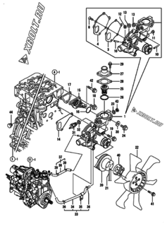  Двигатель Yanmar 4TNV84-GGE, узел -  Система водяного охлаждения 